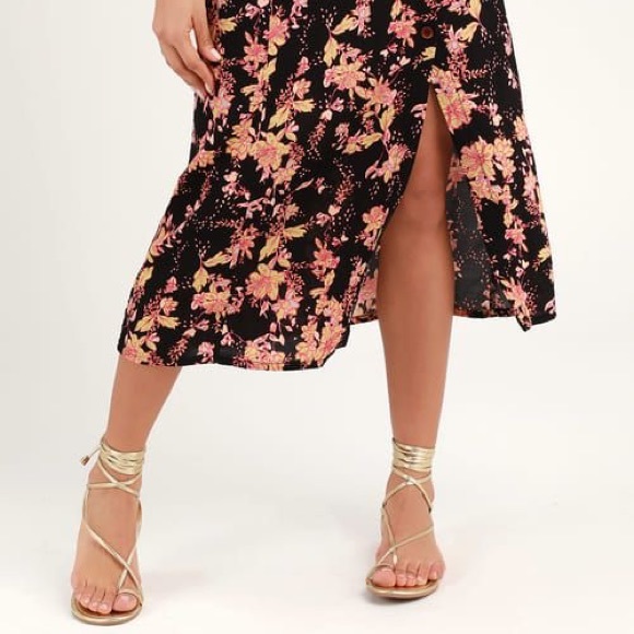 Free People Retro Love Floral Button Front MIDI Skirt - Picture 5 of 7